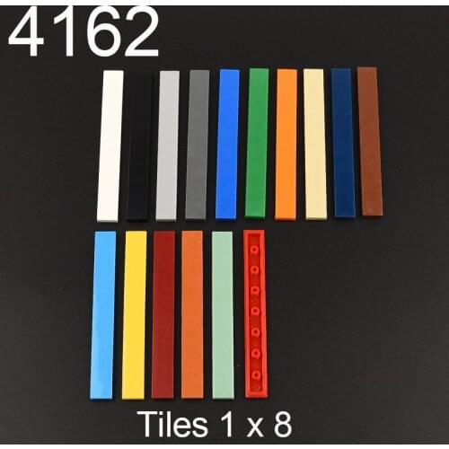 50PCS 4162 Tiles 1x8 with Groove Building block accessories parts MOC DIY Education Build Toys Brick