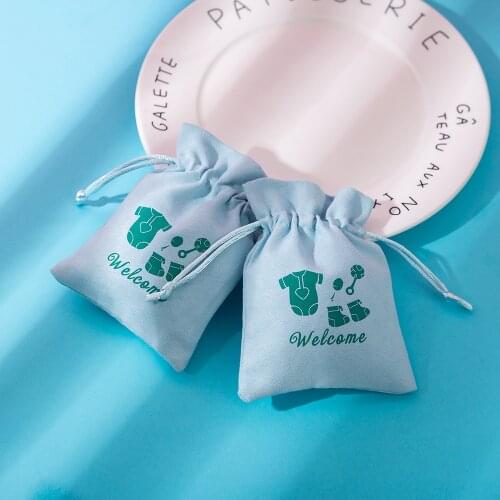 50pcs Flannel Drawstring Bags Custom Personalized Logo Jewelry Packaging Gift Pouches for Chic Christmas Wedding Favor Bags