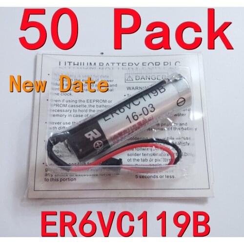 50 PACK Original New For TOSHIBA ER6V ER6VC119B Battery 3.6V 2000mAh PLC Lithium Batteries With Black Connectors