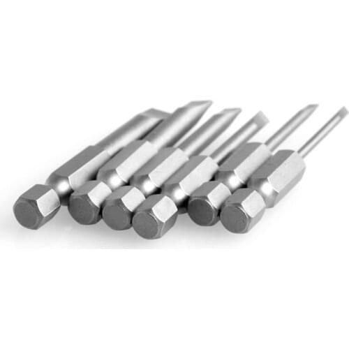 6pcs Set 50mm 2.0-6.0mm Magnetic Flat Head Slotted Tip Screwdrivers Bits Driver Bits Hand Tools Screwdriver Drill Bit