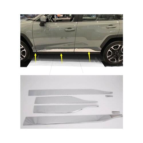 Accessories Chrome Side Door Body Molding Cover Trim 6pcs For Toyota RAV4 19-21