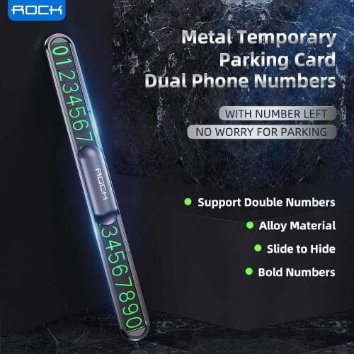 ROCK Car Metal Temporary Parking Card Dual Phone Numbers Car Flip Numbers Auto Stickers Drawer Parking Car Accessories Interio