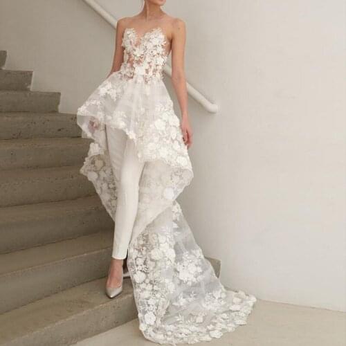 Blooming Flowers Sleeveless Wedding Dresses