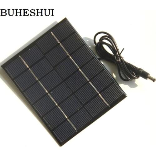 BUHESHUI 2W 6V Polycrystalline Solar Panel With 5521DC Cable Solar Cell Battery System Charger For 3.7V Led Light 110*136MM