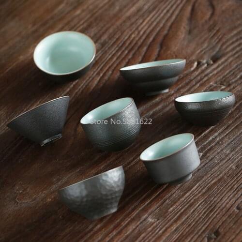 Black Ceramic Tea Cup for Puer Teacups Porcelain Chinese Kung Fu Cup Drinkware