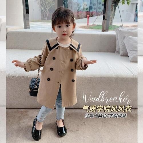 Children clothes Outwear Clothing Trench Coat Kids Fashionable Windbreaker British Style Girl Spring And Autumn 2021New