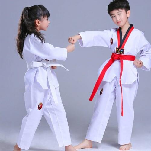 Kids Taekwondo Uniform Girl Taekwondo Uniforms Children Karate Judo Children Taekwondo Dobok Suit Long Sleeve Tae kwon do dobok