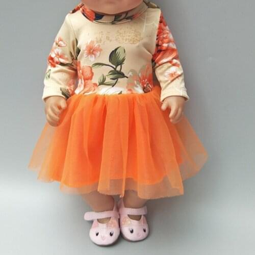 For 43cm baby new born doll orange shirt lace dress for 18 inch baby doll clothes for 18 inch girl doll gifts