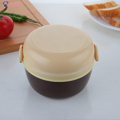 Double-layer Insulation Round Lunch Box Stainless Steel Food Container Portable For Office Worker Kids Picnic School Bento Box