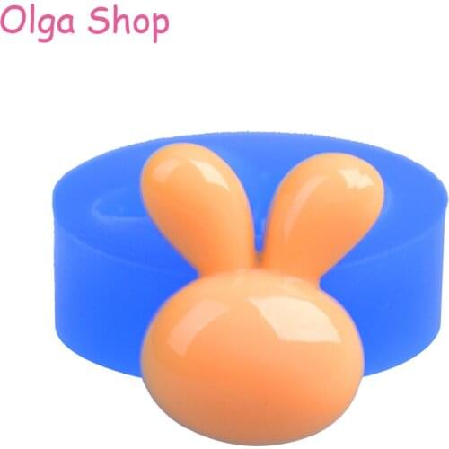 QYL358 20.1mm Rabbit Head Flexible Silicone Mold - Handmade Cookie Mold, Jewelry DIY, Sugarcraft, Fondant, Cupcake Topper Mold