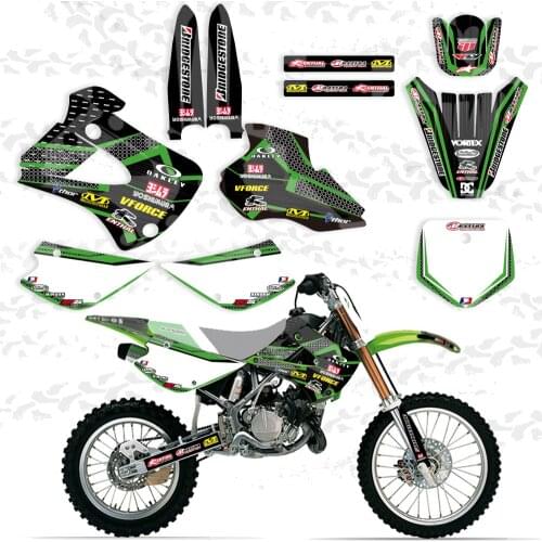 Motorcycle TEAM GRAPHICS & BACKGROUNDS DECALS For Kawasaki KX80 KX100 KX 80 100 1998 1999 2000 Motocross Pit Dirt Bike
