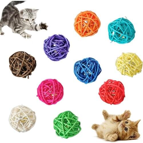 Pet Cat Toys Cats Kitten Bell Rattan Ball Cage Playing Interactive Bite Chew Sound Toy Cats Supplies Pet Products