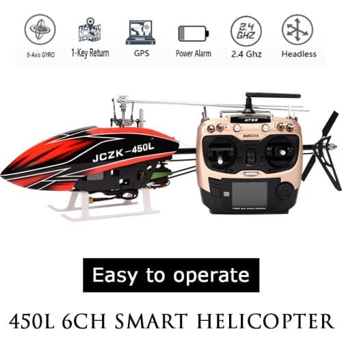 JCZK 6CH Smart 450L RC Helicopter RTF Helicopter GPS Blushless Aircraft AT9S 6CH Single Propeller Aileronless Drone Model Toy