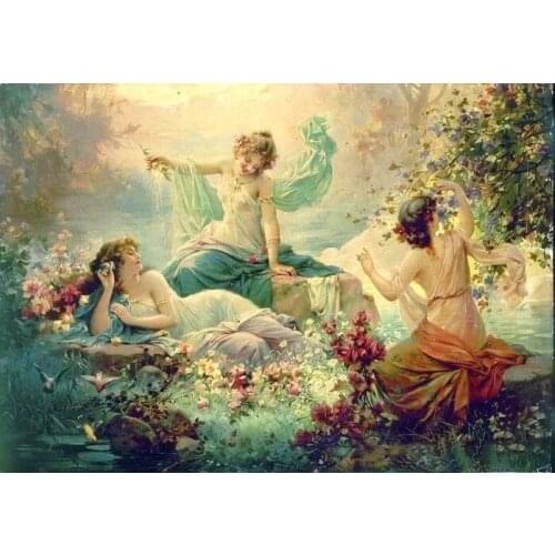 Oil Painting Angel Cross Stitch Kits Pastoral Fairy Needlework Embroidery Crafts 14CT Unprinted DIY Arts Handmade Home Decor