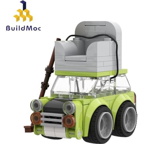Buildmoc Mr.Beans Mini Green Car Roof With Sofa Classic Beans Movie Speed Champions Technical Car Building Blocks Kid Toys Gift