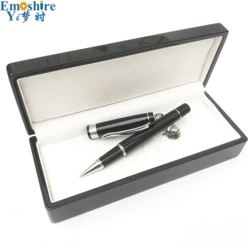Top Fashion Birthday Gift Pen Set for Man Business Present Silver Black Roller Ball Pen Retro Stytlish New Ballpoint Pens P635