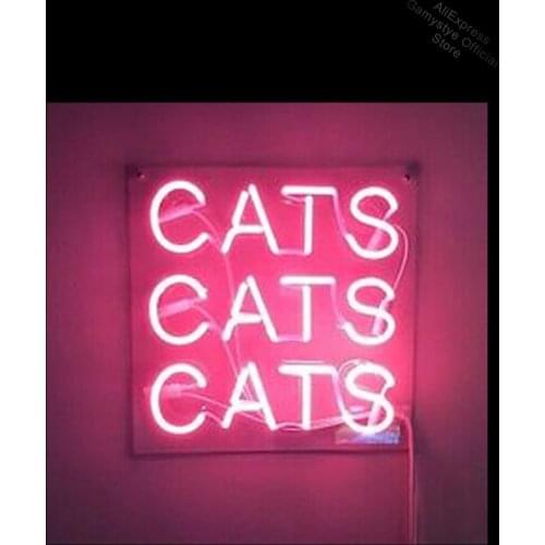 Neon Sign For Cats Cats Lamp real glass tubes resterant decorate room light Neon Light Custom Beer Energy Drink Pet Shop Sign