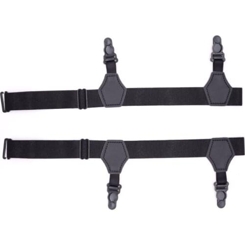 2Pcs Nylon Unisex Socks Garters Belt Suspenders Adjustable Non-slip Double Clips Black New