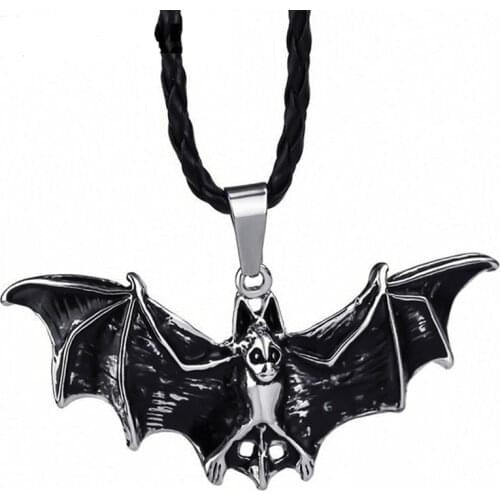 New Fashion Rope Enamel Bat Pendant Necklace Unisex Gothic Jewelry Halloween Gifts Wholesale