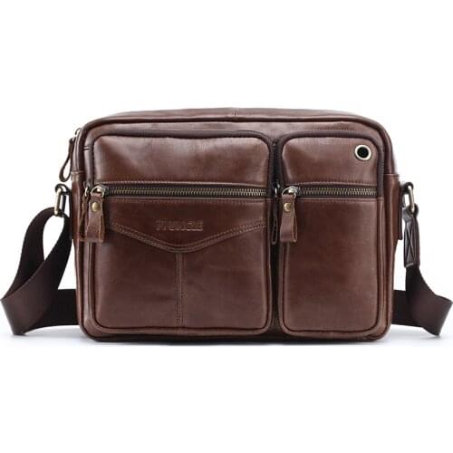 New 2020 Men Shoulder Bag Brand Travel Genuine Leather Messenger Bag Male Business Crossbody Bag for Pad Hot Handbag for Men