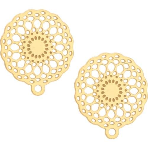 New arrived Gold tone Hollow Stainless Steel Blank Post Earring Studs Pins Flat Round earring post DIY Jewelry Making