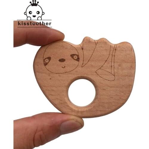 Baby Sloth teether Handmade Beech Wooden Lazy teether Baby Teething Toys DIY Crafts Pendant Chewable Pacifier Chain Accessories