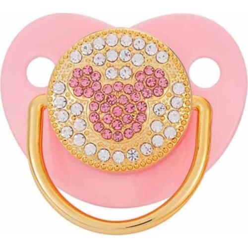 Luxury Infant Dummy Pink Rhinestone BPA Free Bling Pacifier For Babies Nipple Baby shower chupetes para bebes