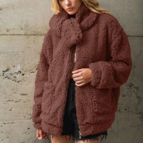 Bella philosophy Winter Warm Scarf Coat Vintage Faux Fur Female Loose Coat Jackets Casual Street Wear Lady Teddy Bear Outwears