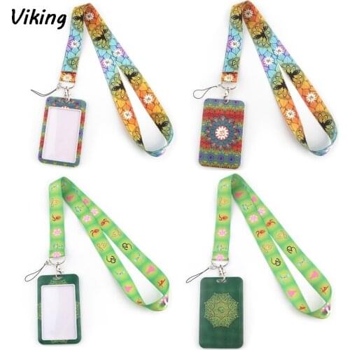 G1465 Cartoon Yoga Pattern Lanyard Credit Card ID Holder Bag Student Travel Bank Bus Business Card Cover Badge