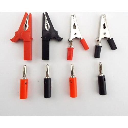 4mm banner plug and Crocodile Clamp Probe Alligator Clip electric diy Test lead Probe Black Red Socket Cable Insulated clips