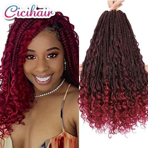 14" Box Braids Synthetic Crochet Braid Hair Ombre Box Braid With Curly Hair Passion Twist Braiding Hair Extension LIHUI