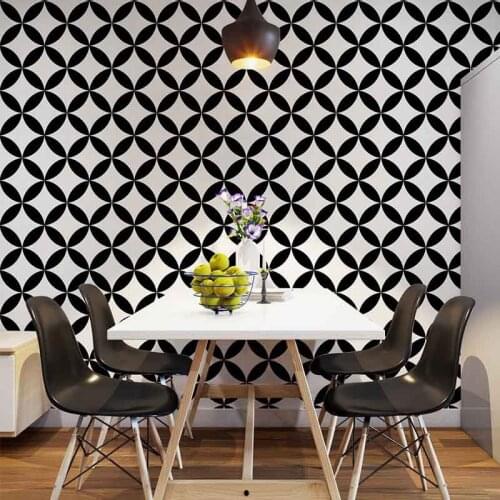 Nordic geometric pattern black and white plaid wallpaper living room background wall milk tea barber shop INS wind PVC waterproo