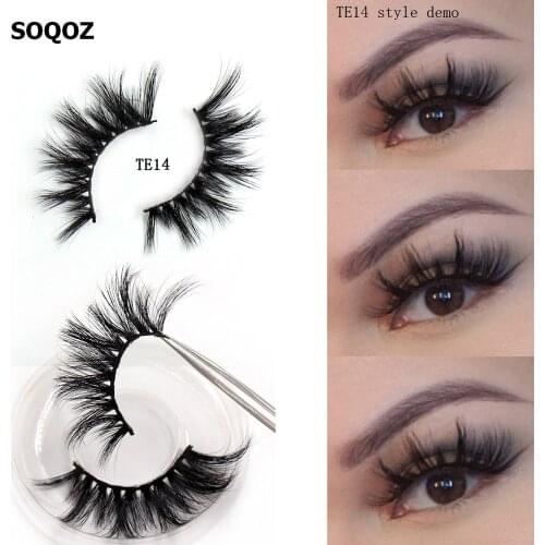 SOQOZ Mink Eyelashes 3D Mink Lashes Thick Handmade Natural Cruelty Free Lashes Popular False Eyelashes Transparent Round Box
