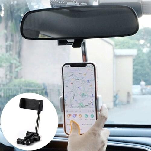 Universal Car Phone Holder Rearview Mirror 360 degree Rotation Smartphone Stand Seat Back Phone Support for 4.7-6.1in Cellphone