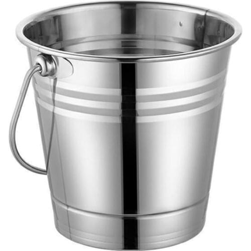 Stainless Steel Ice Bucket Portable Ice Chiller Cooler with Handle Ice Cube Container for Wine Champagne Beer Party Bar Tool