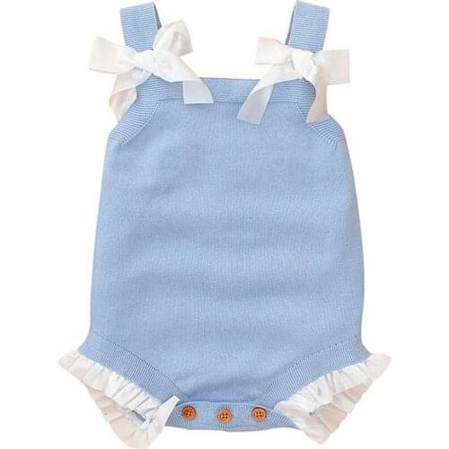 Knitting Baby Girl Romper Sleeveless Newborn Baby Romper Jumpsuit Infant Jumpsuit Cotton Toddler Clothes Bowknot Overalls