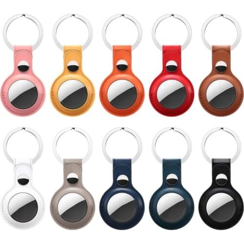 Protective Case, Leather Cover for AirTags, Lightweight Soft Protector Skin Cover with Anti-Lost Keychain Design