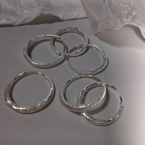 925 Sterling Silver Shiny Frosting Hoop Earrings for Women Chunky Hoop Earrings Party Jewelry 2021 New