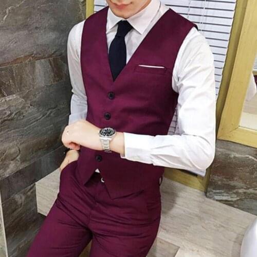 Male Vest Suit Single-breasted Slim-fit Polyester Men Fashion Formal Vest Slims Fit Business Smart Casual Blazer Coat
