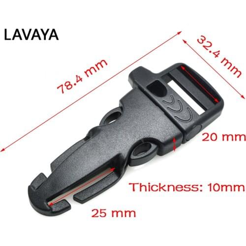 1pcs Emergency Survival Side Release Whistle Buckles For Paracord Bracelet Black Outdoor sports bag buckle Webbing Size 20mm