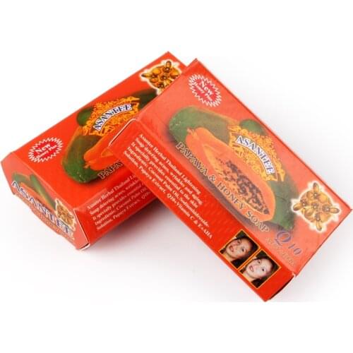 2 Pack Thailand ASANTEE Papaya Honey Herb Soap Whitening Handmade Soap Lightening Skin Moisturizing Cleansing Anti-aging
