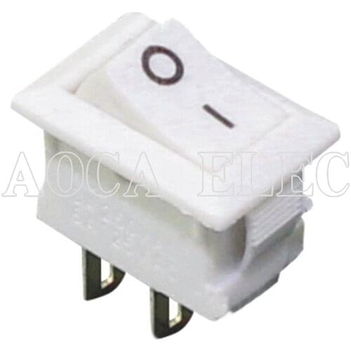 200PCS KCD5-101 6A 125VAC SPST 2 Pins ON-OFF Micro Plastic Rocker Switch With Solder Terminal