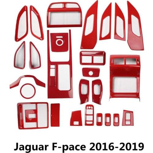 27pcs Set Car Interior Styling Center Gear Window Control Door Panel Sticker Cover Moulding Trim for Jaguar F-pace 2016-2019