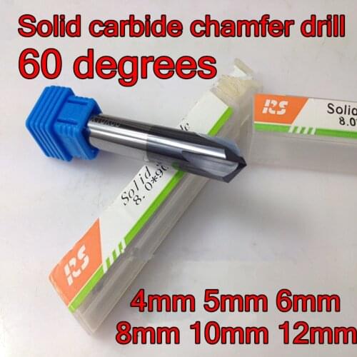 4mm 5mm 6mm 8mm 10mm 12mm 60degrees 4 flutes Solid carbide chamfer drill Chamfering cutter Countersink Drill Free shipping