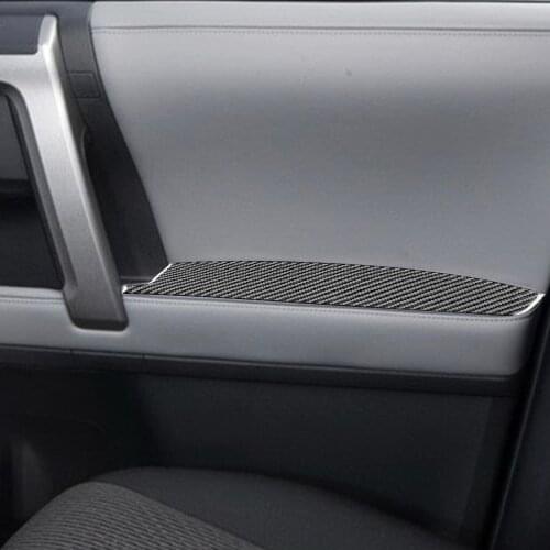 4Pcs Genuine Carbon Fiber Car Door Armrest Panel Frame Cover Trim Decal Fit For Toyota 4runner 2010-2020 Car Styling