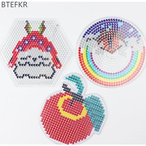 5mm Perler Beads Pegboard Jigsaw Puzzle Toys Hama Beads Educational 3D puzzle Transparent Shape Template for Children 3pcs/set