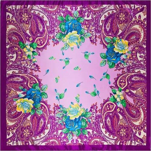 90cm*90cm Big Size Silk Square Scarf Women Fashion Brand High Quality Cashew Scarves Shawl Muslim Headscarf Hijab Foulard