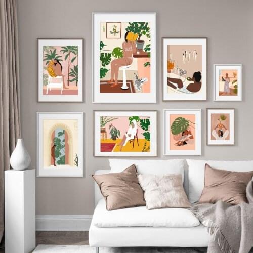Abstract Fashion Vintage Girl illustration Wall Art Canvas Painting Nordic Posters And Prints Wall Picture For Living Room Decor