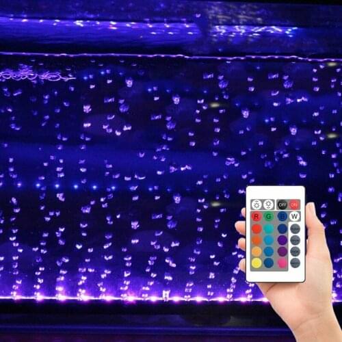 Remote Control Aquarium Fish Tank Underwater Waterproof Air Bubble Airstone Led Light bar lamp Multicolor Colorchanging Fountain