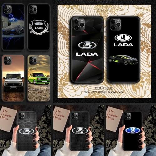 LADA Car Phone Case Cover Hull For iphone 5 5s se 2 6 6s 7 8 12 mini plus X XS XR 11 PRO MAX black fashion coque pretty shell